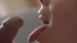 Watch as stream of delicious cum shoots from cock into wide open mouth. Big smile as she swallows...'