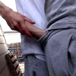 Giving him a handjob in public'