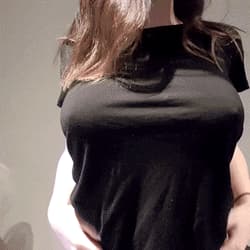 Pulling Black Shirt Up With Nice Melons'