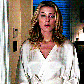 Amber Heard Babes: Blonde Celebrity in White Robe'