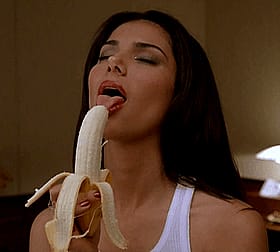 Banana-Licking Brunette Babe'