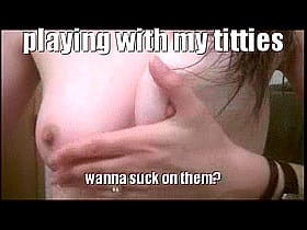 Playing with my titties'