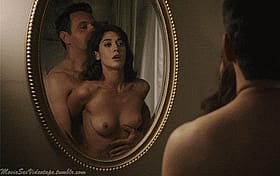 Hot Brunette Giving Herself an Orgasm in the Mirror'