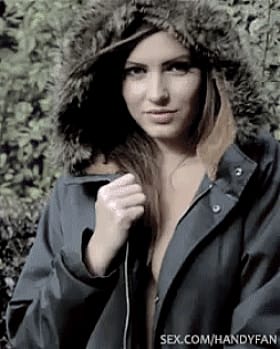 Babes with Big Tits: Brunette Hottie in a Coat'