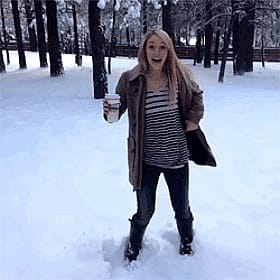 Blonde Flashing Boobs in Snow'