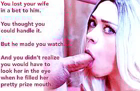 Hotwife Gives Cuckold Blowjob with Eye Contact'