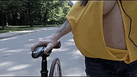 Big Tits Biker Chick Rides Her Bike'