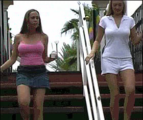 Big Tits Bitches Step Outta the Shower and Onto the Stairs'