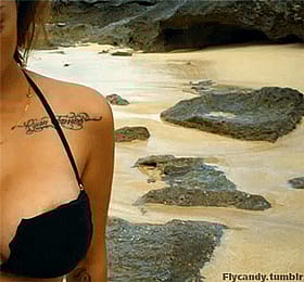 Hot Babe in Black Bikini on the Beach'