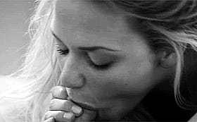 Blonde Babe Giving a Deepthroat Blowjob'