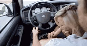 Blonde Babes Giving Amazing Blowjobs in a Car'