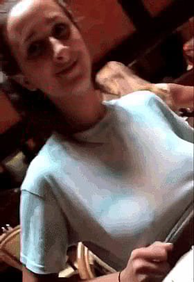 Big Tits Brunette Flashing Hello Teen'