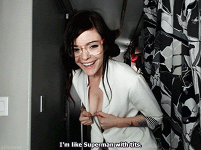 Brunette Funny Chick Flashes Her Boobs picture 1 of 1