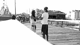 Get your freak on with these two hot chicks on a pier'